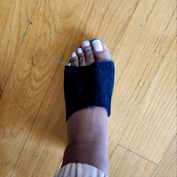 Black Suade Wedge Sandals - Picture 2 of 5